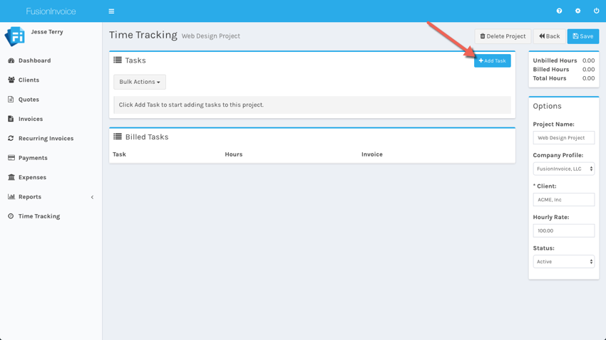 Time tracking add task 1